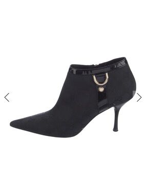 GUCCI NWT BOOTIE TOM FORD SIZE-8.5 BLACK GG FABRIC 3.5 INCH HEEL EXTRA HEEL TAPS